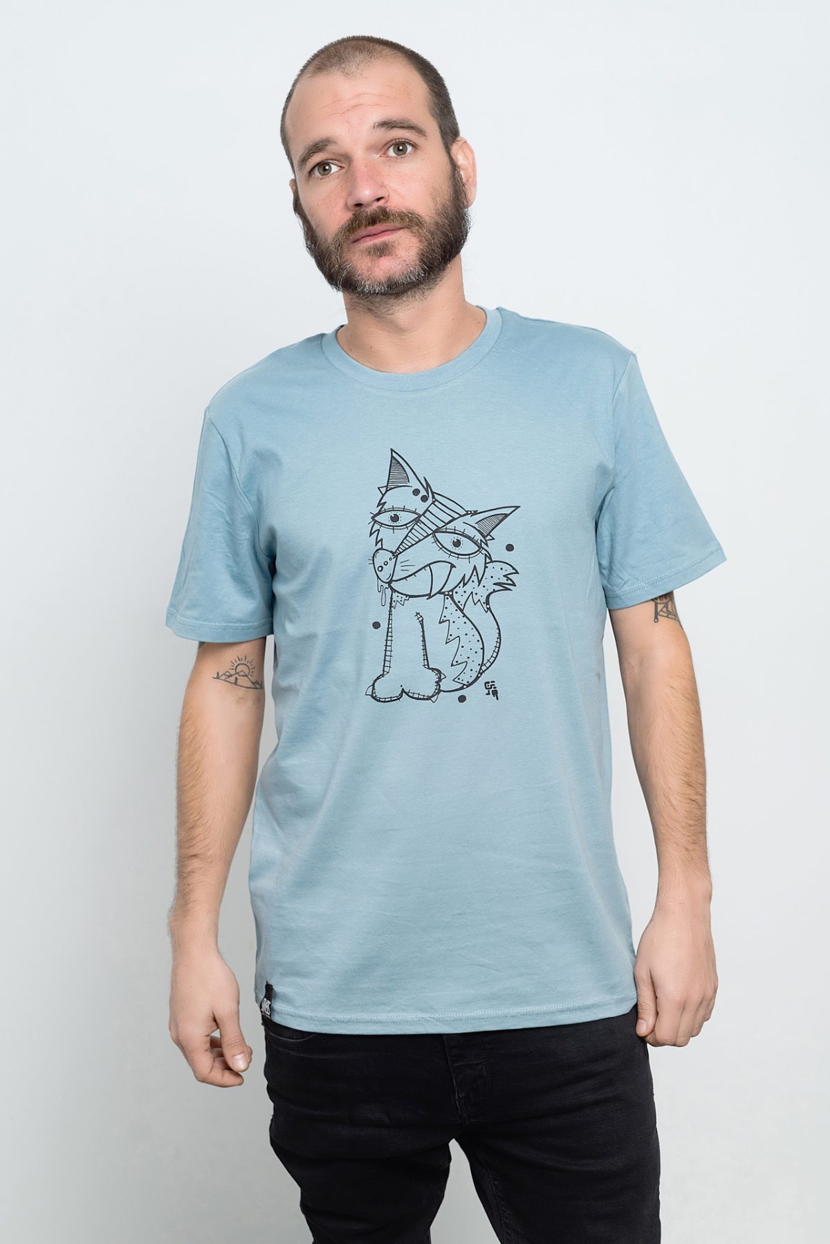 camiseta de animales zorrito azul